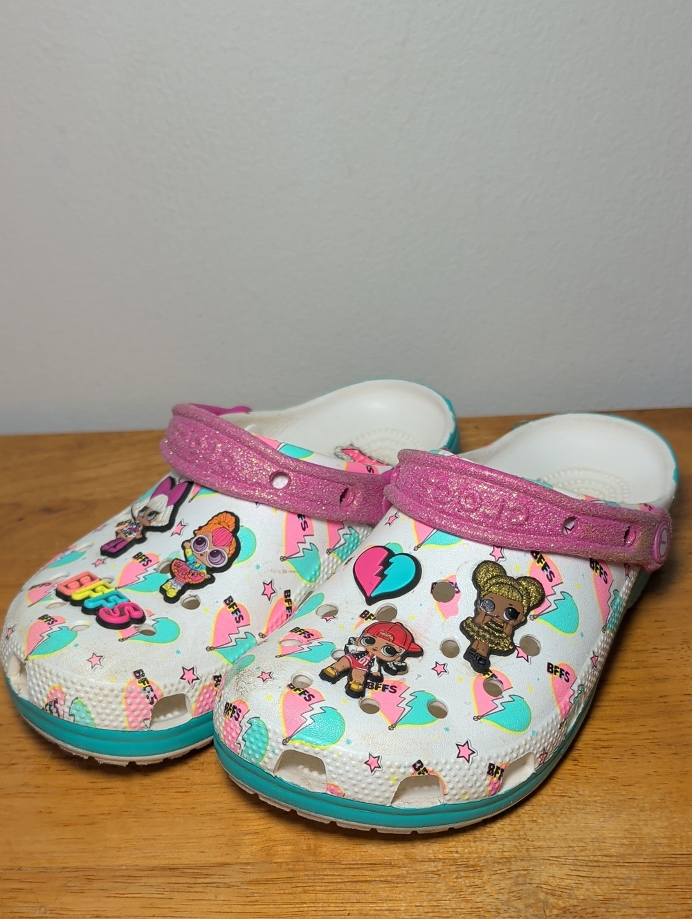 Crocs Kids' LOL Surprise BFF Classic Clogs White Pink Blue Girls Size 4